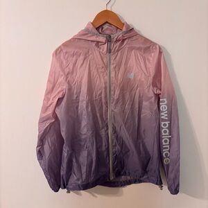 New Balance Pink Purple Ombre Hooded Jacket Windbreaker M